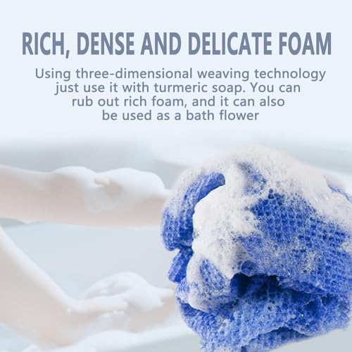 Turmeric Soap Bar and African Net Sponge, Organic Turmeric Soap Bar and African Exfoliating Net Sponge for Face, Natural Lemon TurmericFacial Cleanser Soap for Face & Body (2)