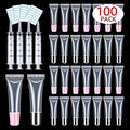 100 PACK 10ml Lip Gloss Tubes with 50 x Pink Caps + 50 x Silver Caps