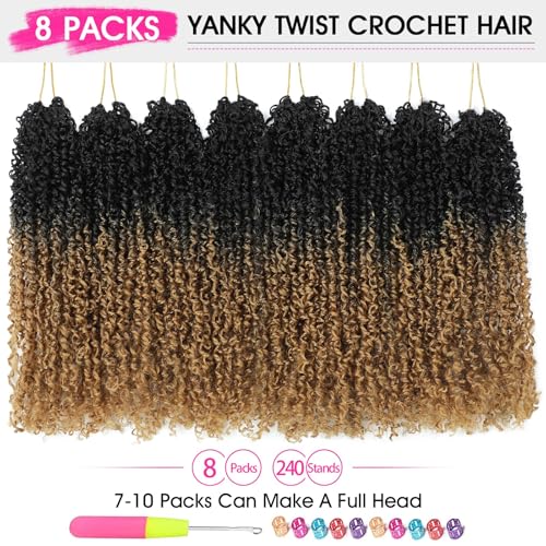 Pre-Looped Yanky Twist Crochet Hair 10in 8-Pack for Natural Styles
