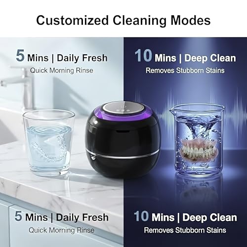 Ultrasonic Retainer Cleaner Machine Black 42KHZ Dental Jewelry 180ML