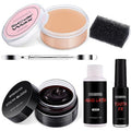 BOBISUKA 6 Piece Halloween SFX Special Effects Makeup Kit - Fake Blood Gel + Clear Liquid Latex + Black Tooth Paint + Modeling Scar Wax with Spatula Tool and Black Stipple Sponge All in One