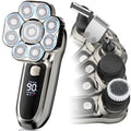 9D Head Shavers for Bald Men, Upgraded 6-in-1 Electric Razor Grooming Kit with LED Display, Waterproof Wet & Dry, USB-C Fast Charging, Cordless Rotary Head Shaver for Home&Travel (Gunmetal, 9D)