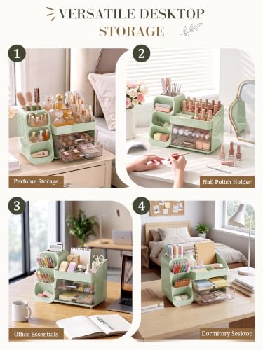 Green Large Makeup Organizer for Vanity and Countertop Storage
