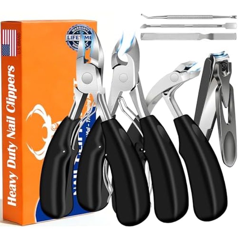 2026 Heavy Duty Toenail Clippers for Thick Nails, 7-in-1 Pedicure Kit with Catcher for Seniors & Men, Professional Wide Jaw Ingrown Toe Nail Clipper Set, Podiatrist Tool