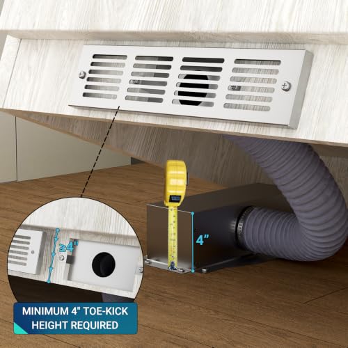 4-Inch Under-Cabinet Toe Kick Duct Kit with Grille | Stainless Steel