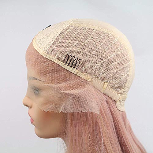 Pink Long Wavy Lace Front Wig 24 Inch Synthetic Heat-Resistant Hair for Women & Drag