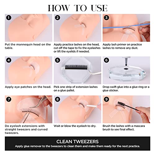 Eyelash Extension Kit with Mannequin Head - Practice & Professional Use MTTZY
