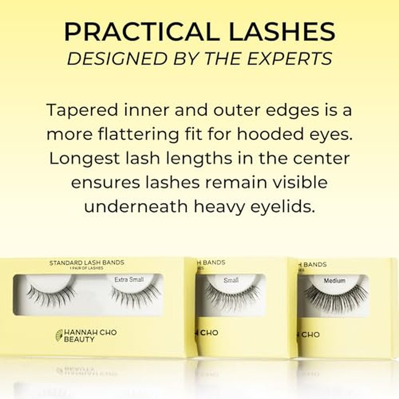 Best Lashes for Hooded Eyes - Weightless, Natural, Strip False Eyelashes - Designed for Hooded Eyelids - Medium Style - Hannah Cho Beauty