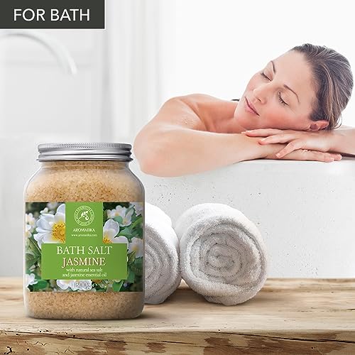 Jasmine Bath Salt 46oz - Relaxing Aromatherapy Sea Salt for Soothing Skin
