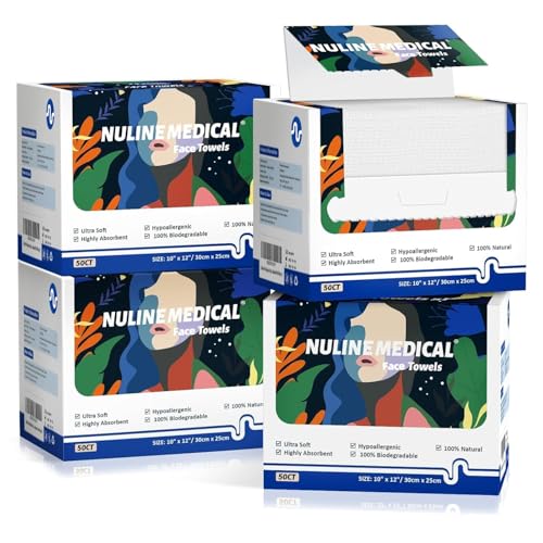 Nuline Medical 200 Count Eco-Friendly Disposable Face Towels - Biodegradable, Sensitive Skin, 10x12 Inches