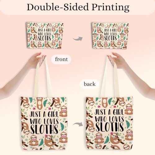Giraffe Wolves Foxes Bunnies Sloths Monkeys Snakes Cosmetic Makeup Bag Beach Canvas Tote Bag for Women Christmas