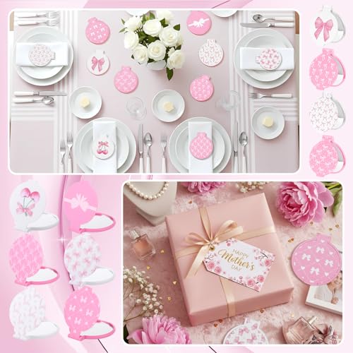 Pink Bow Compact Mirrors Bulk - 50 Pcs Coquette Party Favors, Pink & White Variation