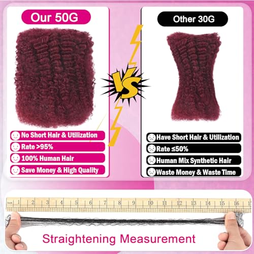 FQ Afro Kinky Curly Human Hair Extensions Highlight 14 Inch Bulk for Braiding & Dreadlocks