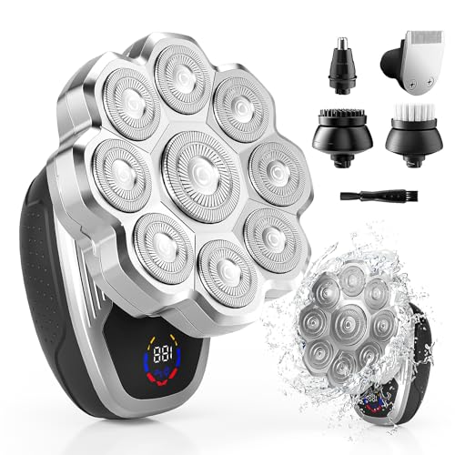 Electric Razor for Men Black - 5-in-1 Wet & Dry Head Shaver with 9D Floating Head