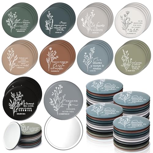 Mini Compact Mirror Set with Bible Verses - 80 Pieces, 10 Styles, Women's Gift