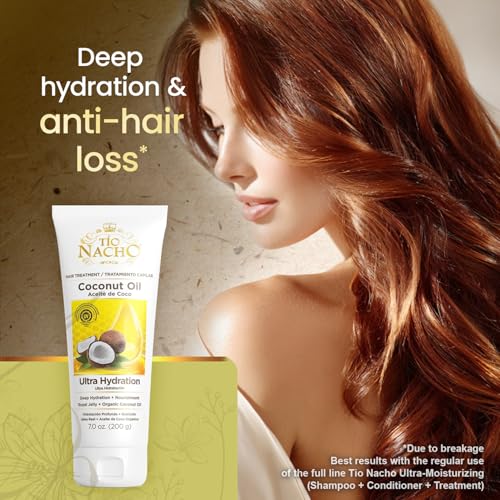 Tio Nacho Ultra-Moisturizing Frizz Control Hair Treatment with Organic Coconut Oil and Royal Jelly, Deep Hydration and Nourishment for Dry or Damaged Hair, Coconut Oil Treatment for Women, 7 oz