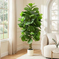 White 5FT Artificial Fiddle Leaf Fig Tree Indoor Outdoor Plant - Realistic Fake Tree