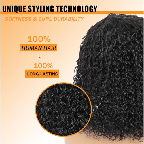 Semicaop Curly Wig human hair 12 Inch with Bangs 100% Glueless None
