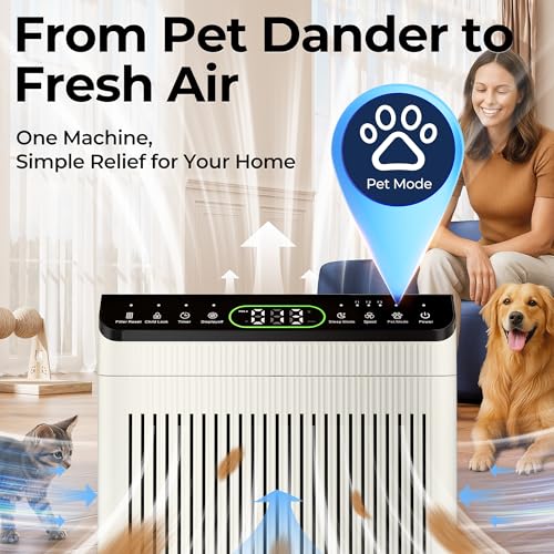 Evalit Ivory Pet-Style HEPA Air Purifier for Large Rooms Up to 2200 sq ft