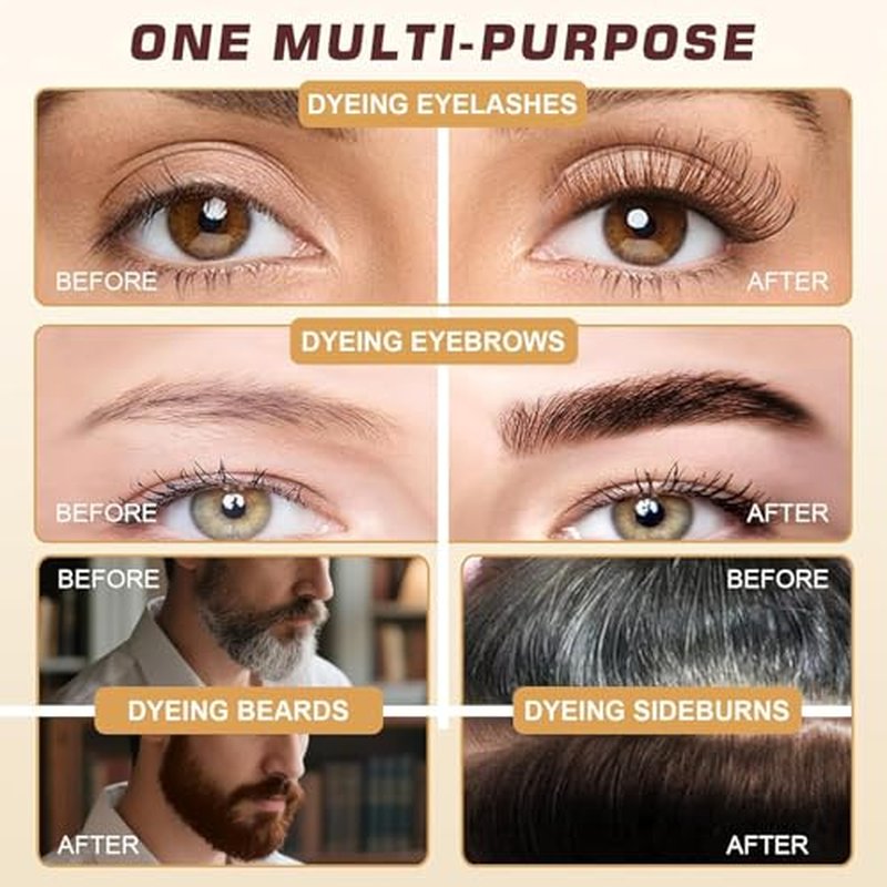 Eyelash & Eyebrow Color Kit, 2 in 1 Professional Lash & Brow Color Kit, Easy to Use with Natural Results, DIY Hair Coloring Eye Lash & Eye Brow Set for Beginner Salon Beauty 7ml (Coffee/Dark Brown)