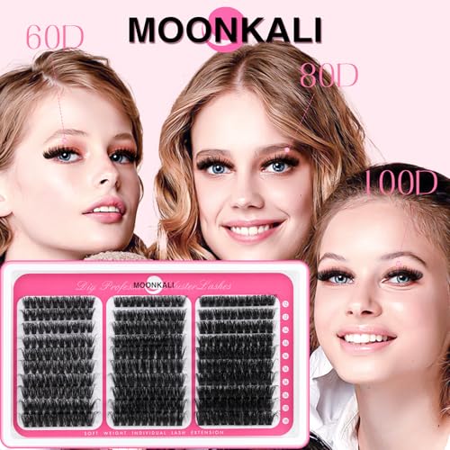 Lash Clusters 60D 80D 100D Mix Individual Lashes Clusters Luxury Versatile 3D Full Eyelash Clusters 12-18MM Thick Volume Cluster Eyelash Extensions Waterproof D Curly DIY Fake Mink Eyelashes Extension