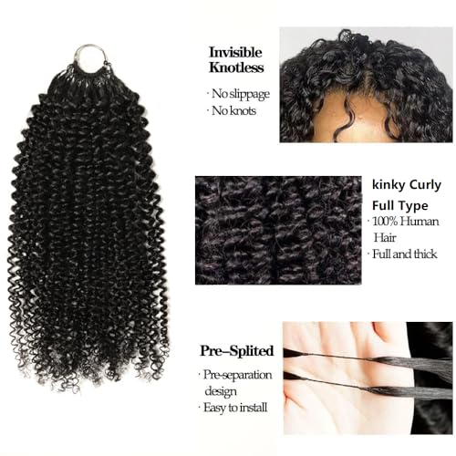 Kinky Curly Human Crochet Hair Bundles 14 Inch 100g Feather Line Knotless Extensions