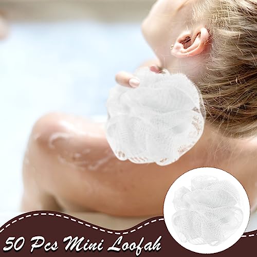 50 Pcs White Loofah Sponges for Shower - Exfoliating Bath Scrubbers