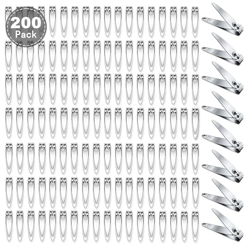 200-Pack Fingernail Clippers Nail Clippers in Bulk for Women Man Portable Sturdy Stainless Steel Small Nail Cutter Bulk Toenail Clippers Multipack for Travel Homeless Care Package Supplies