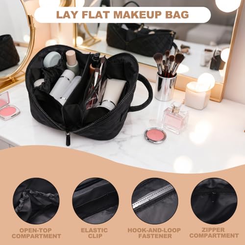 Makeup Bag,Quilted Puffer Cosmetic Bags,Travel Toiletry Bag for Women,Large Capacity Waterproof Make up Bag Set