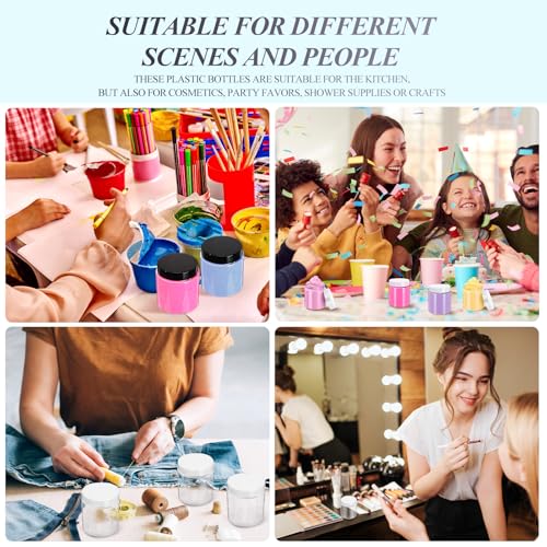 Patelai 16 Pack 10 oz Empty Slime Container Jars with Lids Round Clear Plastic Jars Wide Mouth Refillable Storage Organizer for Slime Making, DIY Crafts, Cosmetic, Home and Kitchen Organizing (White)