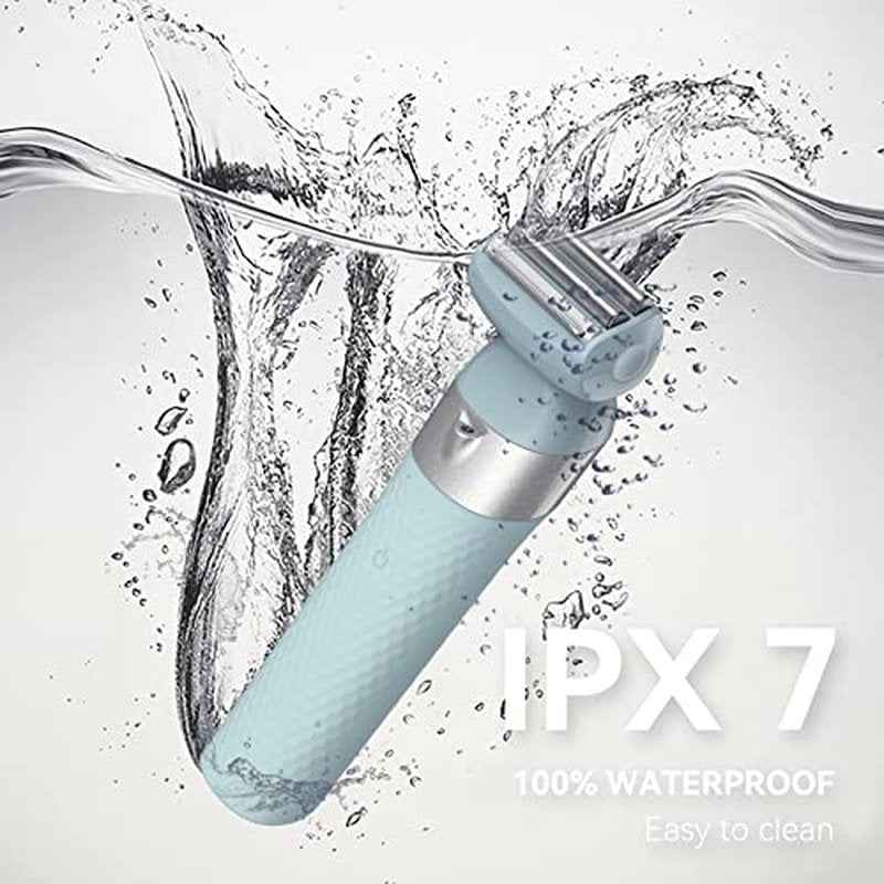 3-in-1 Electric Razor for Women,Dual-Foil Electric Shaver for Woman Face,Legs,Armpit,Rechargeable Bikini Trimmer,3-,Intimate Shaver with Illumination,Public Hair Trimmer Women (Light Blue)