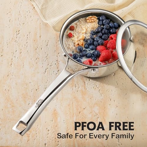 SNOWCLAD 1.5 & 2.5 Quart Nonstick Sauce Pan Set with Lid - Induction & Gas Compatible