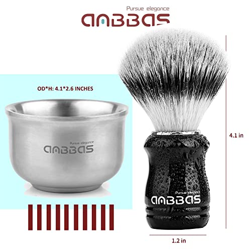 Men's 4-in-1 Shaving Brush Set with Stand & Soap Bowl - Silver Synthetic Bristles