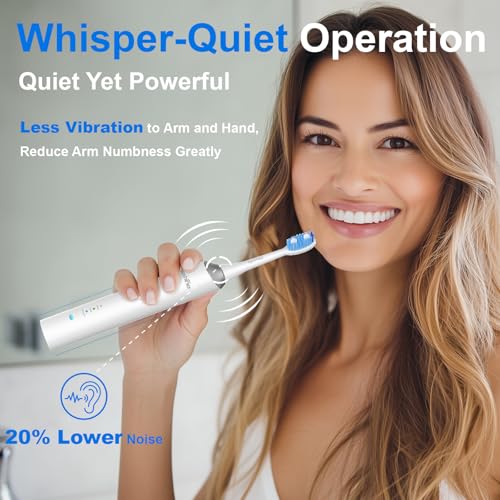 Electric Toothbrush for Adults & Teens with 6 Brushheads - Waterproof, Rechargeable