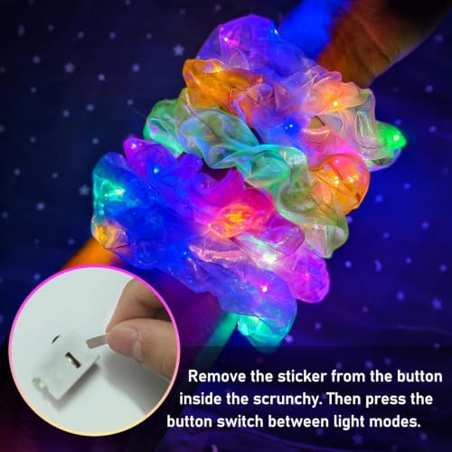 40 PCS Mermaid Pearl Light Up Scrunchies - Glow Party Favors - Variation of 1 Count Pack
