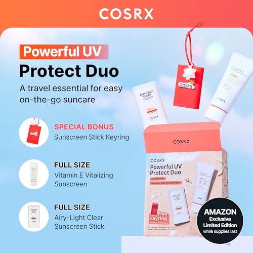 COSRX Vitamin E Sunscreen & Airy Light Sunstick Keyring Gift Set - Travel Friendly SPF 50+