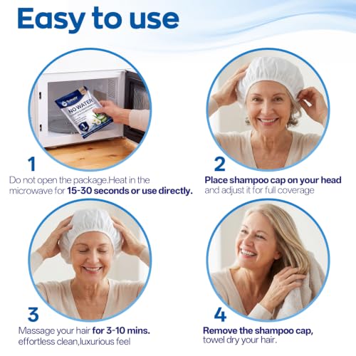 Tolnetr 20 Pack No-Water Rinse Shampoo Caps Microwavable for Bedridden Patients