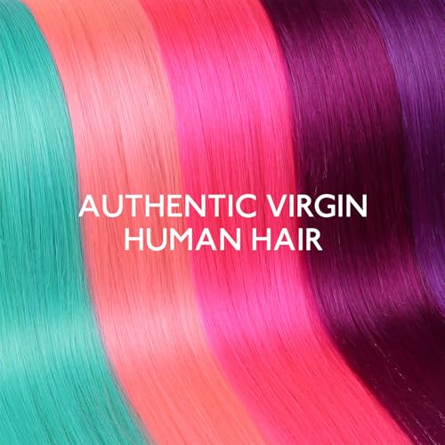 Colorful Clip-In Hair Extensions - Teal Green 16 Inch Human Hair, 6 Pieces
