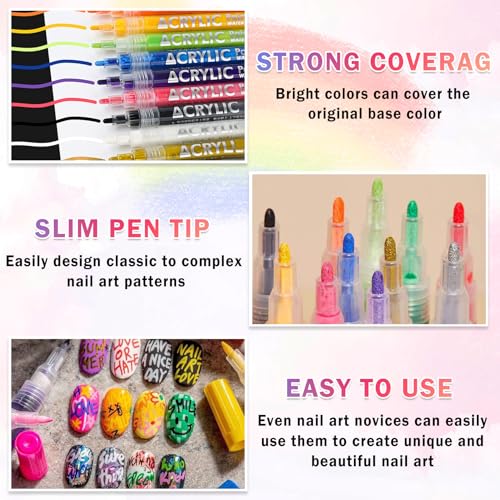 60 Colors Nail Art Pens Set - Quick Dry Nail Polish Markers for DIY & Salon