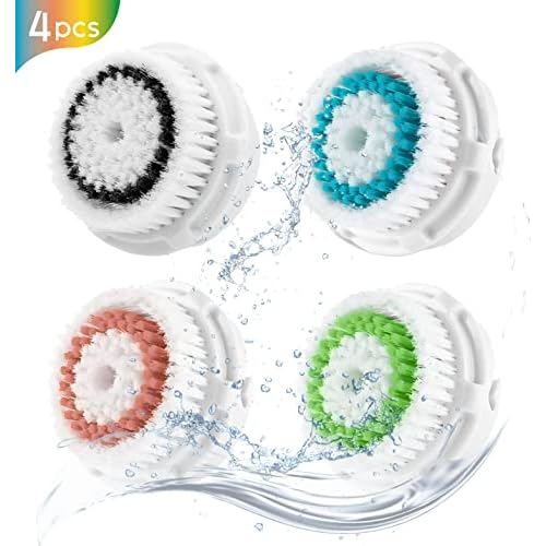 Combo Pack Replacement Brush Heads ? Compatible with Clarisonic Mia 1, Mia 2, Mia Fit, Alpha Fit, Smart Profile Uplift ? 4 Pack (Acne, Sensitive, Deep Pore, Radiance)
