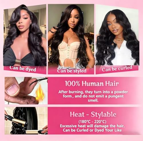Hunt Charm 18 Inch Body Wave Glueless Half Wig 3-in-1 Human Hair with Drawstring & Headband - BD-1B