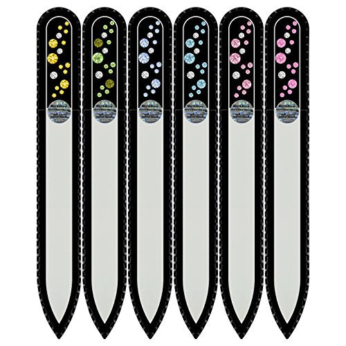 Mont Bleu Crystal Glass Nail Files Gift Set – 5+1 Free, Handmade with Swarovski, Durable & Gentle for Natural Nails