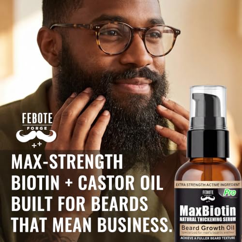 FEBOTE Citrus Biotin Beard Growth Oil 2-Pack for Men - Softens & Nourishes