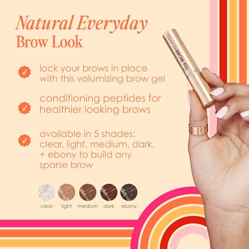 Grande Cosmetics GrandeBROW-FILL Volumizing Brow Gel - Light Tinted or Clear Eyebrow Mascara, Flexible Hold, Water-Resistant, 2 Light