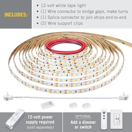 LED Strip Lights 12V White 3000K Soft White - 32.8 ft, 120 LED/m, Flexible Tape