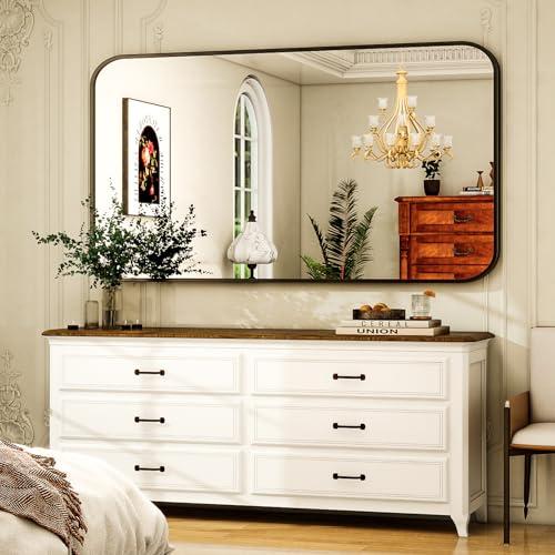 Easly Black Rectangular Bathroom Mirror 48L x 30W Wall-Mounted Vanity Mirror