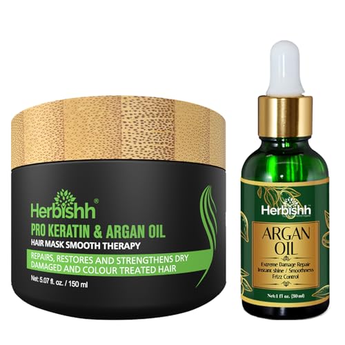 Herbishh Keratin & Argan Oil Hair Mask Combo for Damaged, Dry & Frizzy Hair