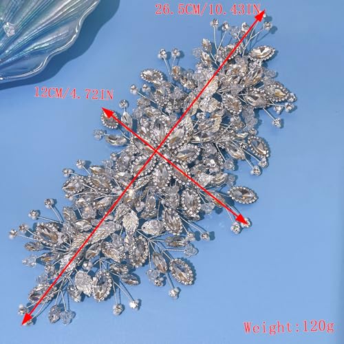 Silver Rhinestone Bridal Headband for Weddings - Aoityis