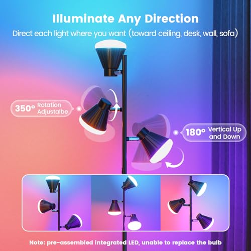 RGB 36W LED Tree Floor Lamp with Remote for Living Room Bedroom