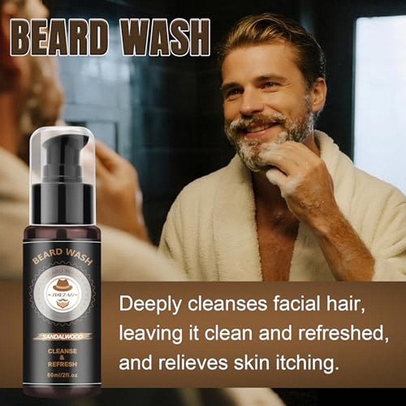 Christmas Gifts for Men,XIKEZAN Beard Care & Trimming Kit with Sandalwood Beard Oil, Wash, Conditioner, Balm,Brush,Unique Valentines Thanksgiving Birthday Gifts for Husband Dad,Mens Stocking Stuffers